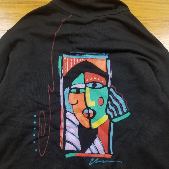 VTG 90's Picasso Art Style Design Coat Sweater - Picture 2 of 9